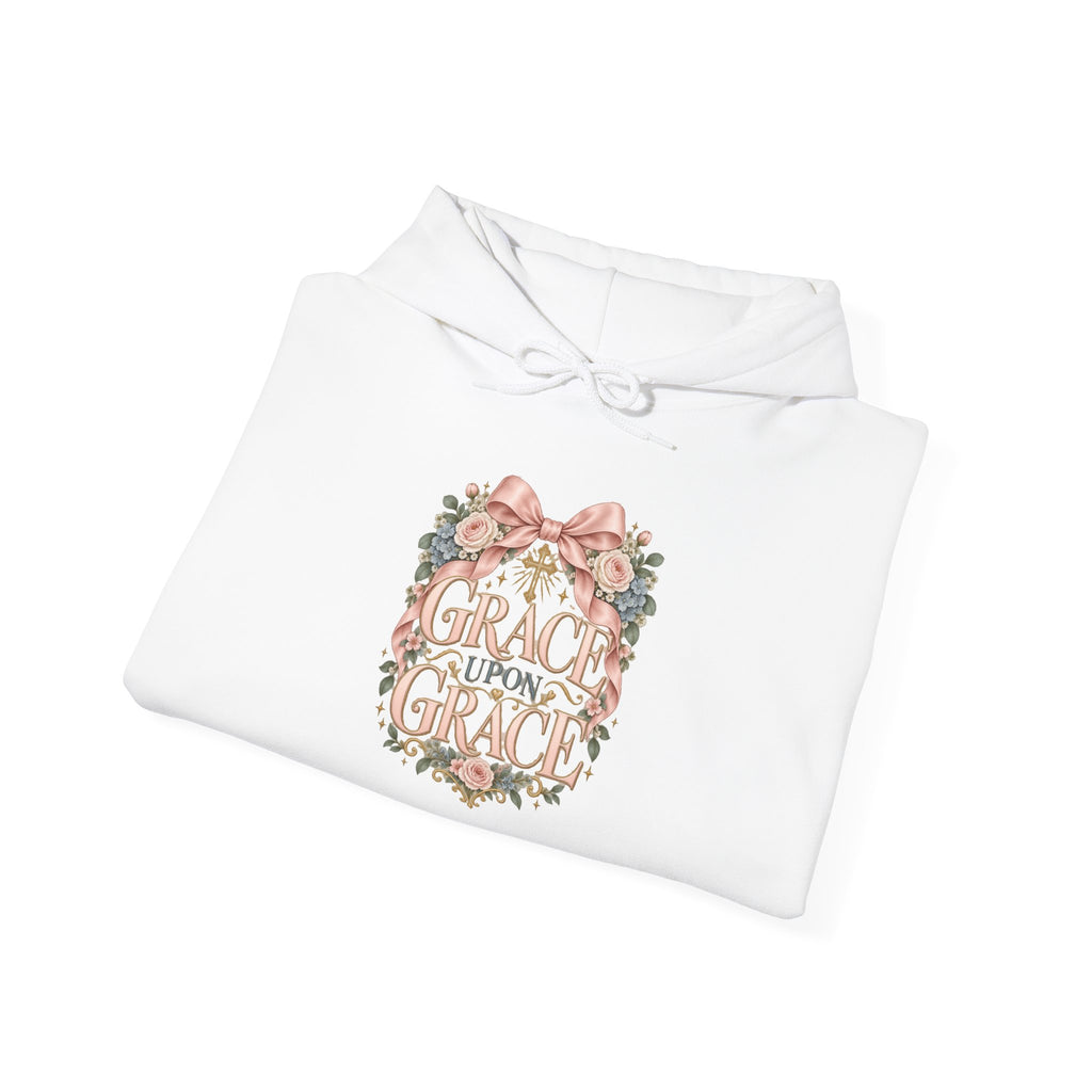 Grace Upon Grace Floral Hoodie — Scripture-Inspired Christian Sweatshirt