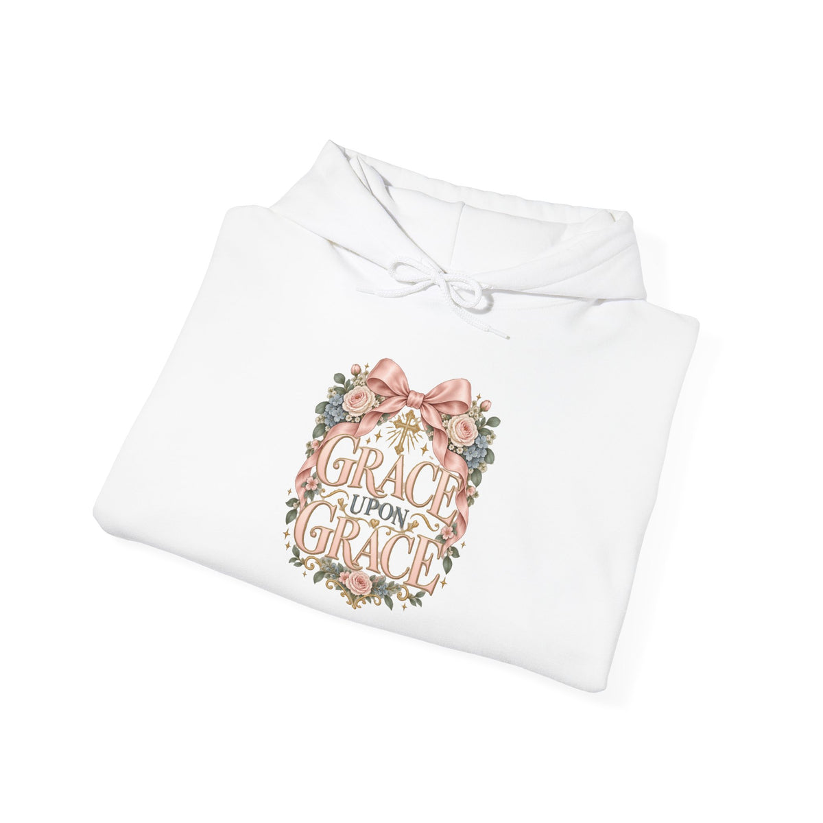 Grace Upon Grace Floral Hoodie — Scripture-Inspired Christian Sweatshirt