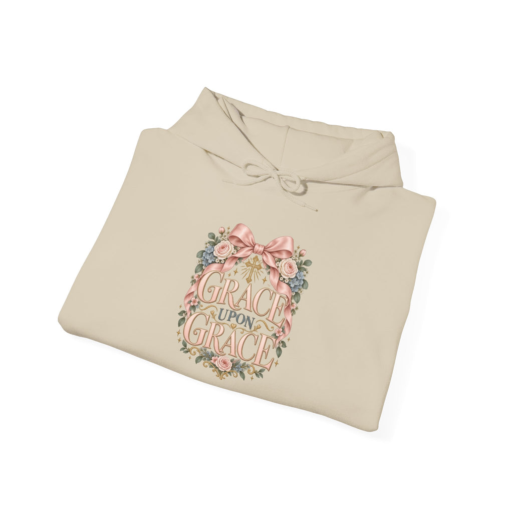 Grace Upon Grace Floral Hoodie — Scripture-Inspired Christian Sweatshirt