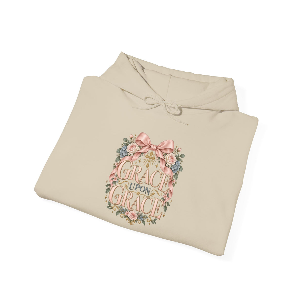 Grace Upon Grace Floral Hoodie — Scripture-Inspired Christian Sweatshirt