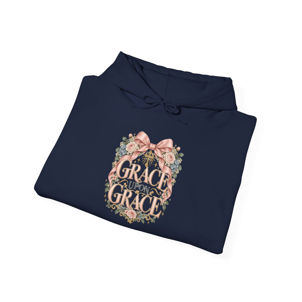 Grace Upon Grace Floral Hoodie — Scripture-Inspired Christian Sweatshirt
