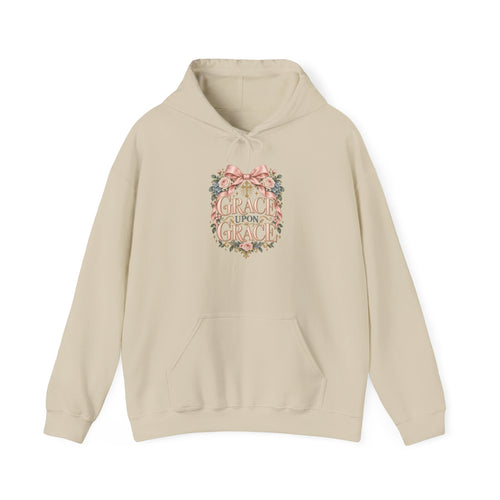 Grace Upon Grace Floral Hoodie — Scripture-Inspired Christian Sweatshirt