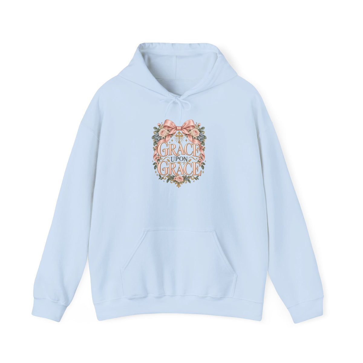 Grace Upon Grace Floral Hoodie — Scripture-Inspired Christian Sweatshirt