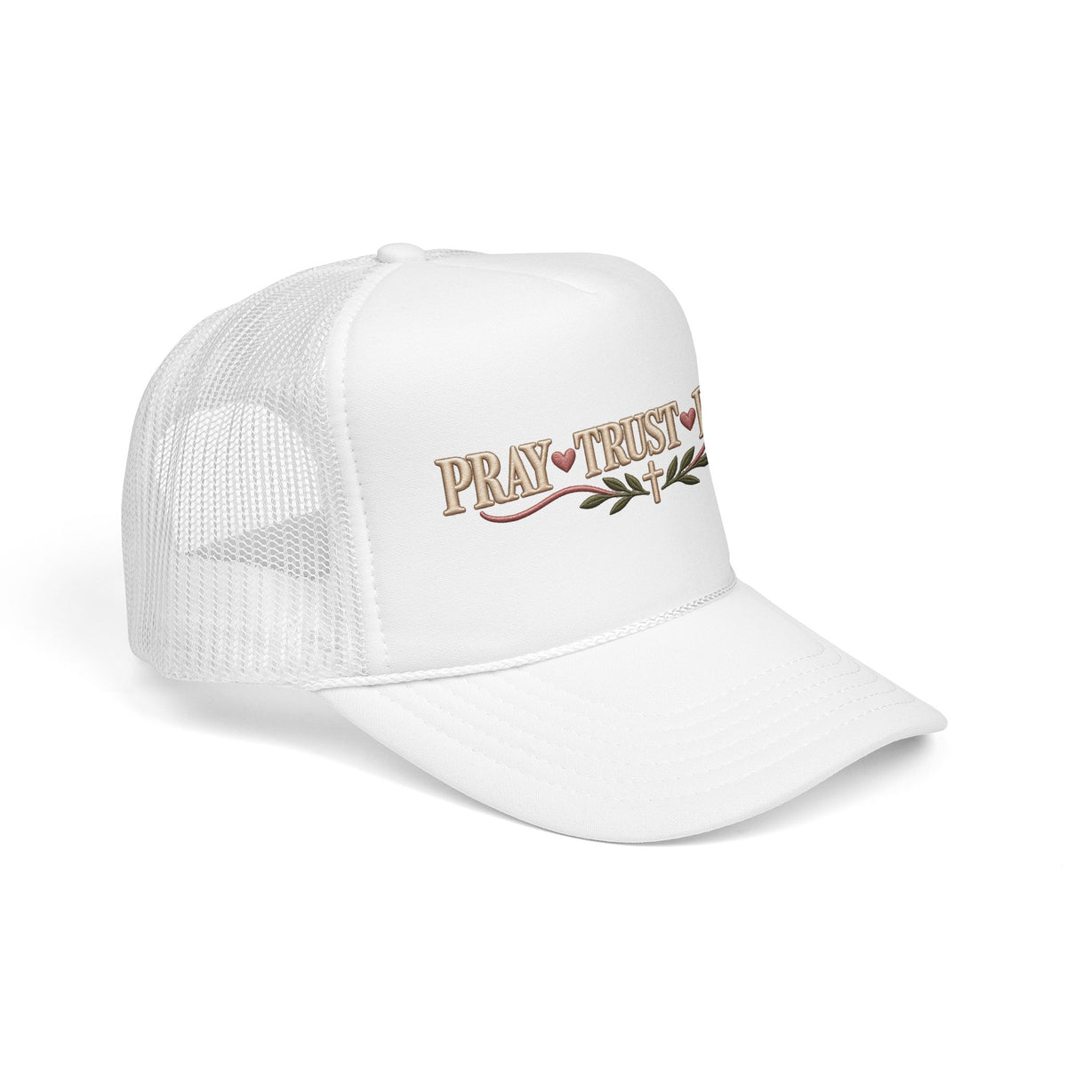 Pray Trust Repeat Trucker Hat – Christian Faith Foam Cap