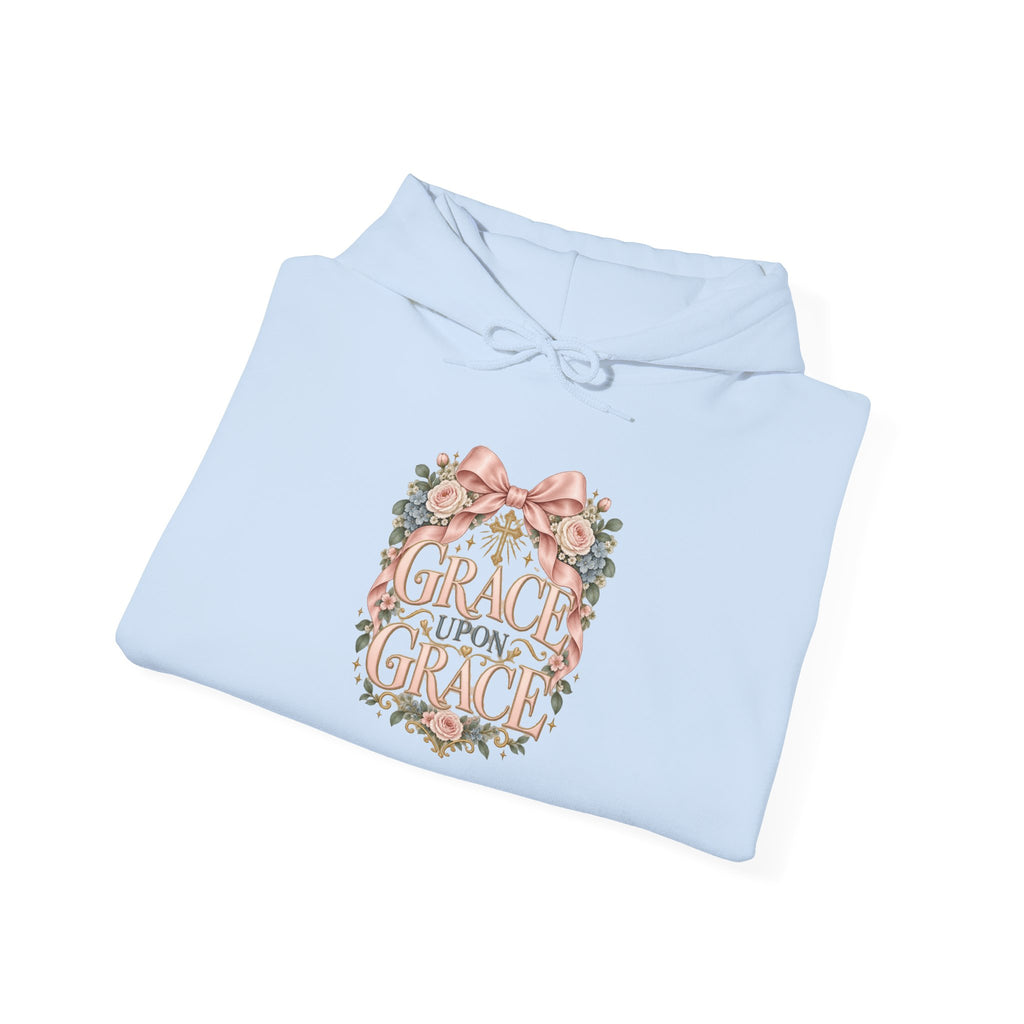 Grace Upon Grace Floral Hoodie — Scripture-Inspired Christian Sweatshirt