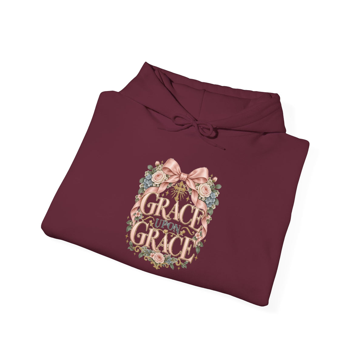 Grace Upon Grace Floral Hoodie — Scripture-Inspired Christian Sweatshirt