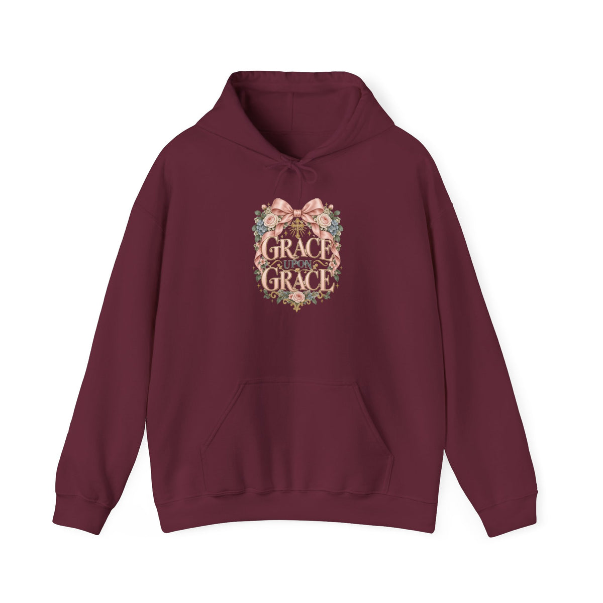 Grace Upon Grace Floral Hoodie — Scripture-Inspired Christian Sweatshirt