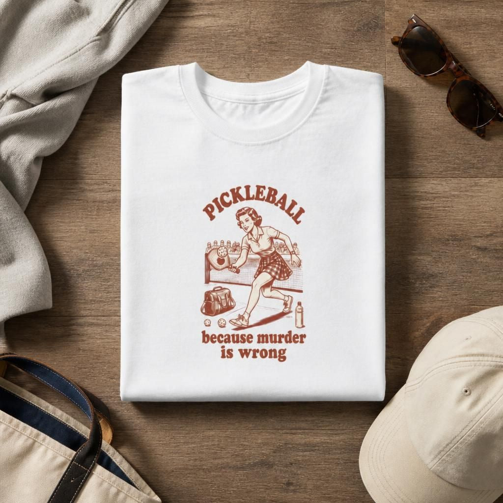 Because Murder Is Wrong - Pickleball Humor T-Shirt