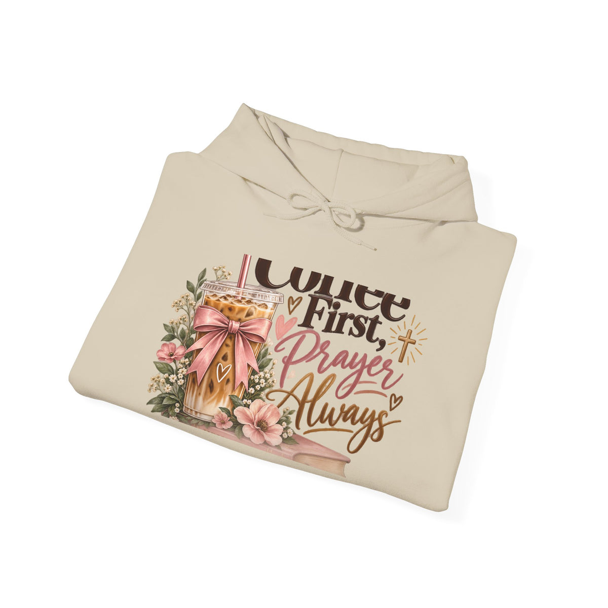 Prayerful Coffee Hoodie — “Coffee First, Prayer Always” Floral Christian Pullover