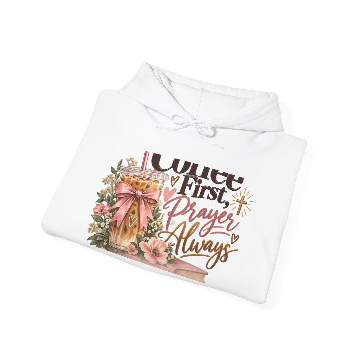 Prayerful Coffee Hoodie — “Coffee First, Prayer Always” Floral Christian Pullover