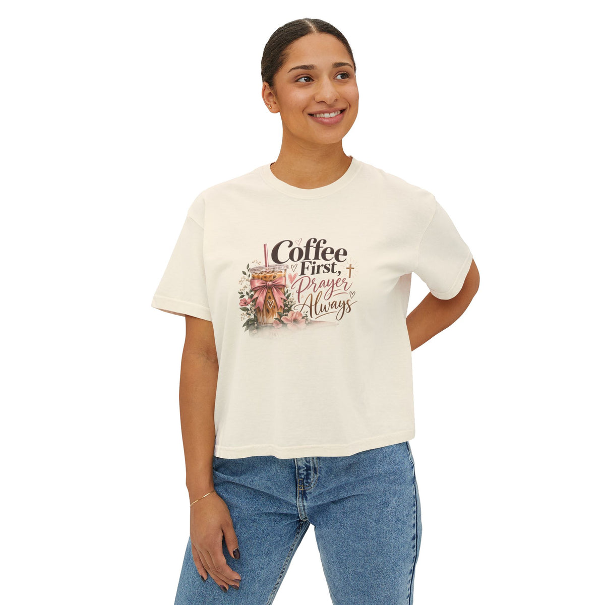 Coffee First, Prayers Always Boxy Tee