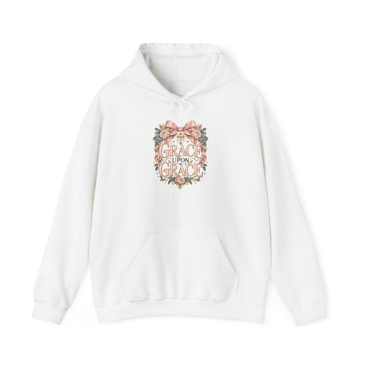 Grace Upon Grace Floral Hoodie — Scripture-Inspired Christian Sweatshirt